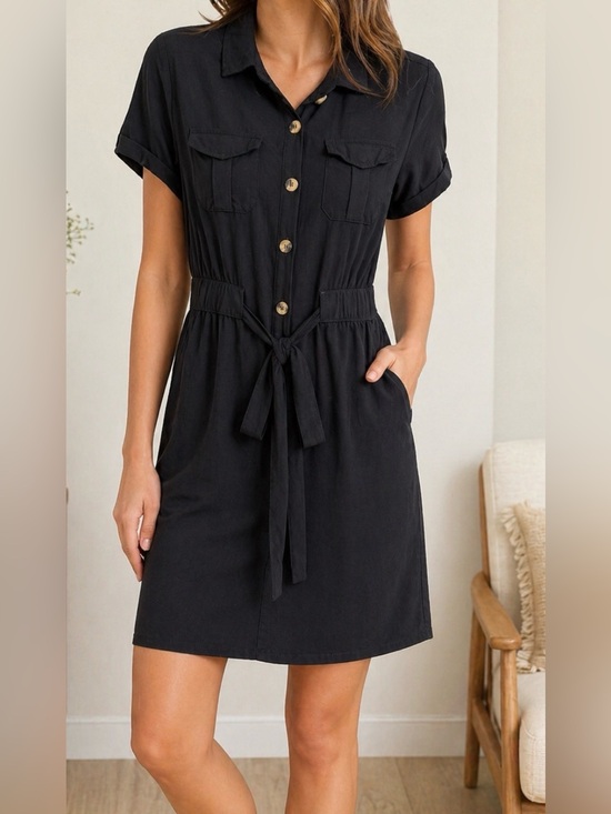 Dresses & Skirts - ❤️ Classic Button-Up Collared Short Sleeve Shirt Dress